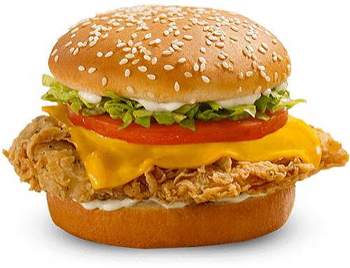 Crispy chicken cheeseburger burger )los'